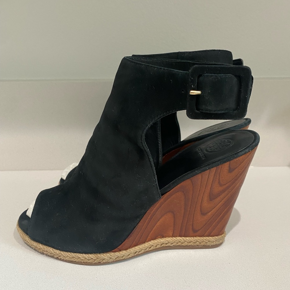Tory Burch Black Suede Wedges